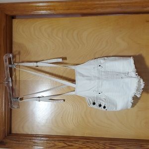 We The Free white cotton shorts overalls size 25